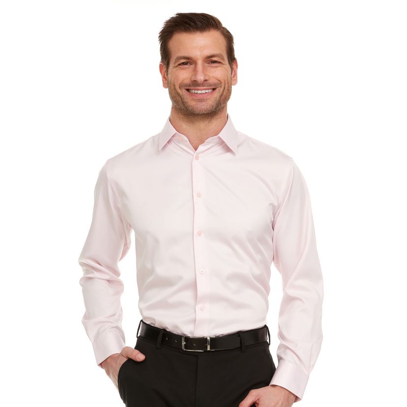 Mens Slim-Fit Sateen Stretch Dress Shirt