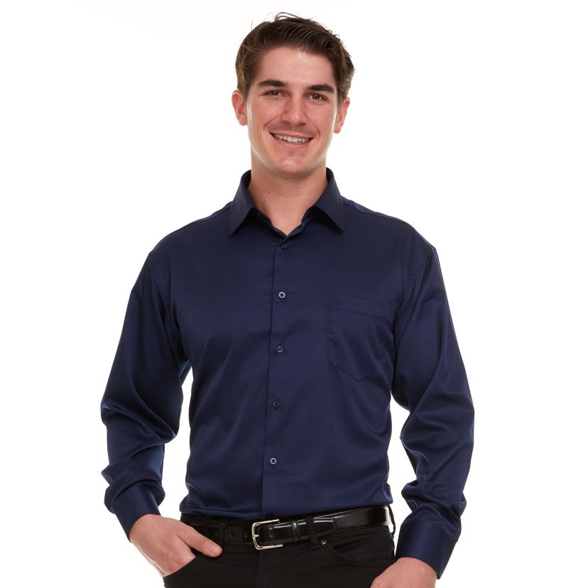 Mens Regular-Fit Sateen Stretch Dress Shirt