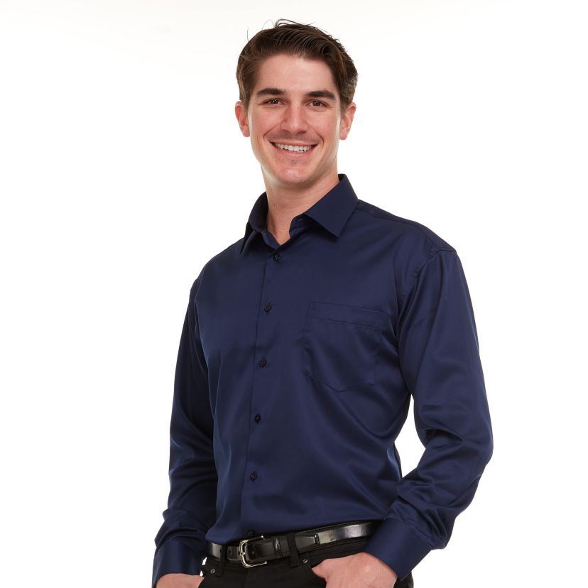 Mens Regular-Fit Sateen Stretch Dress Shirt
