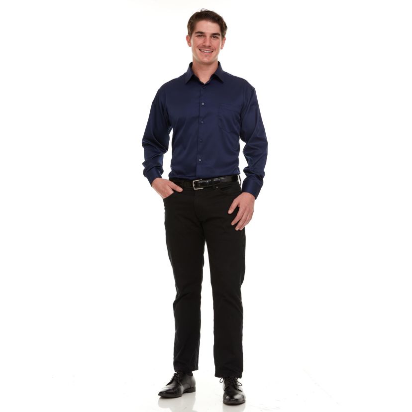 Mens Regular-Fit Sateen Stretch Dress Shirt