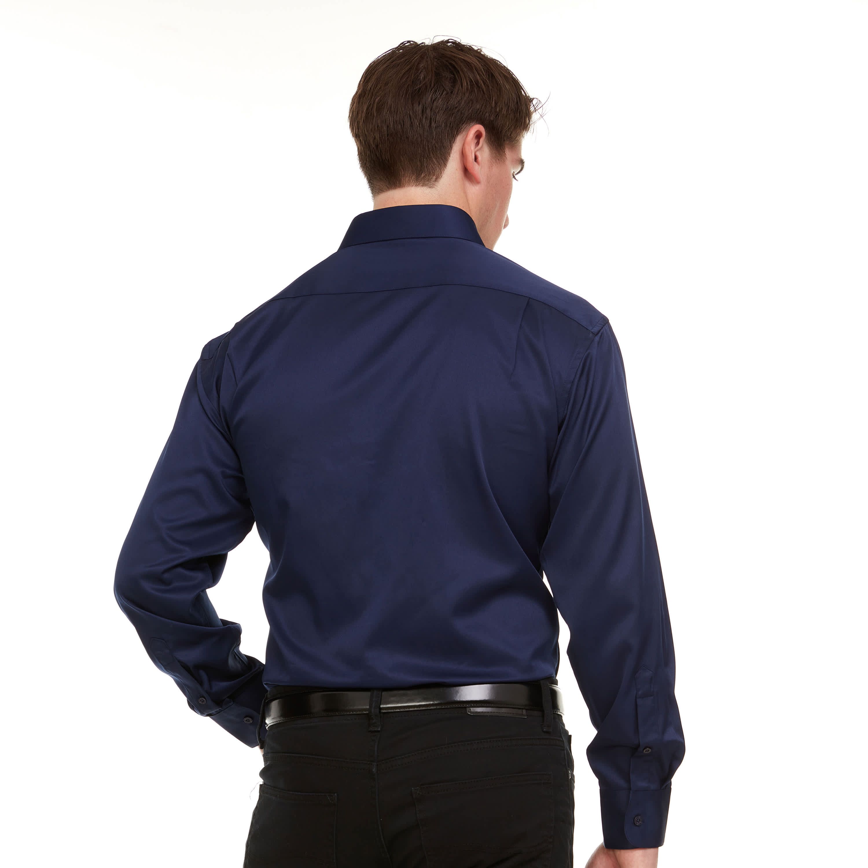 Mens Regular-Fit Sateen Stretch Dress Shirt