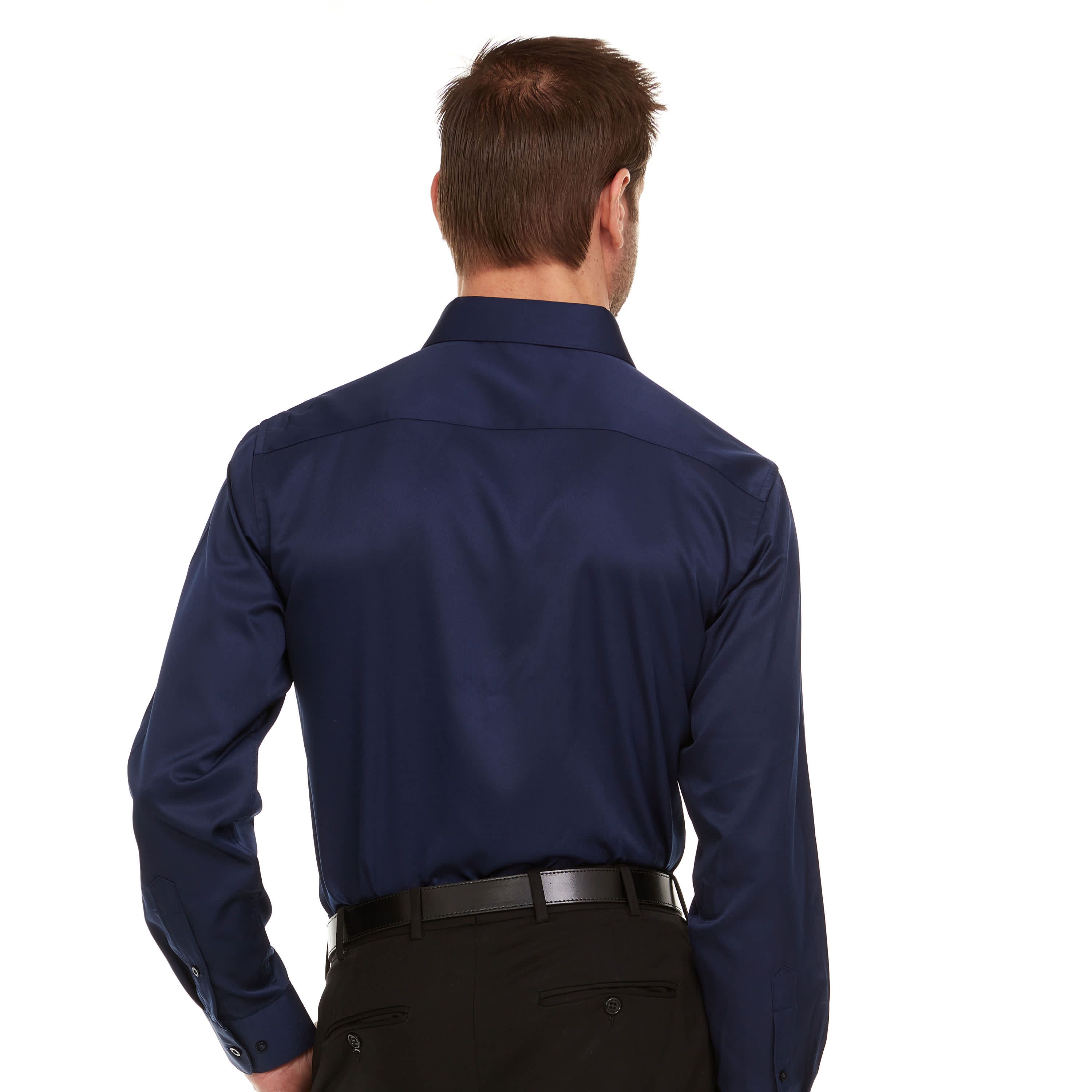 Mens Slim-Fit Sateen Stretch Dress Shirt
