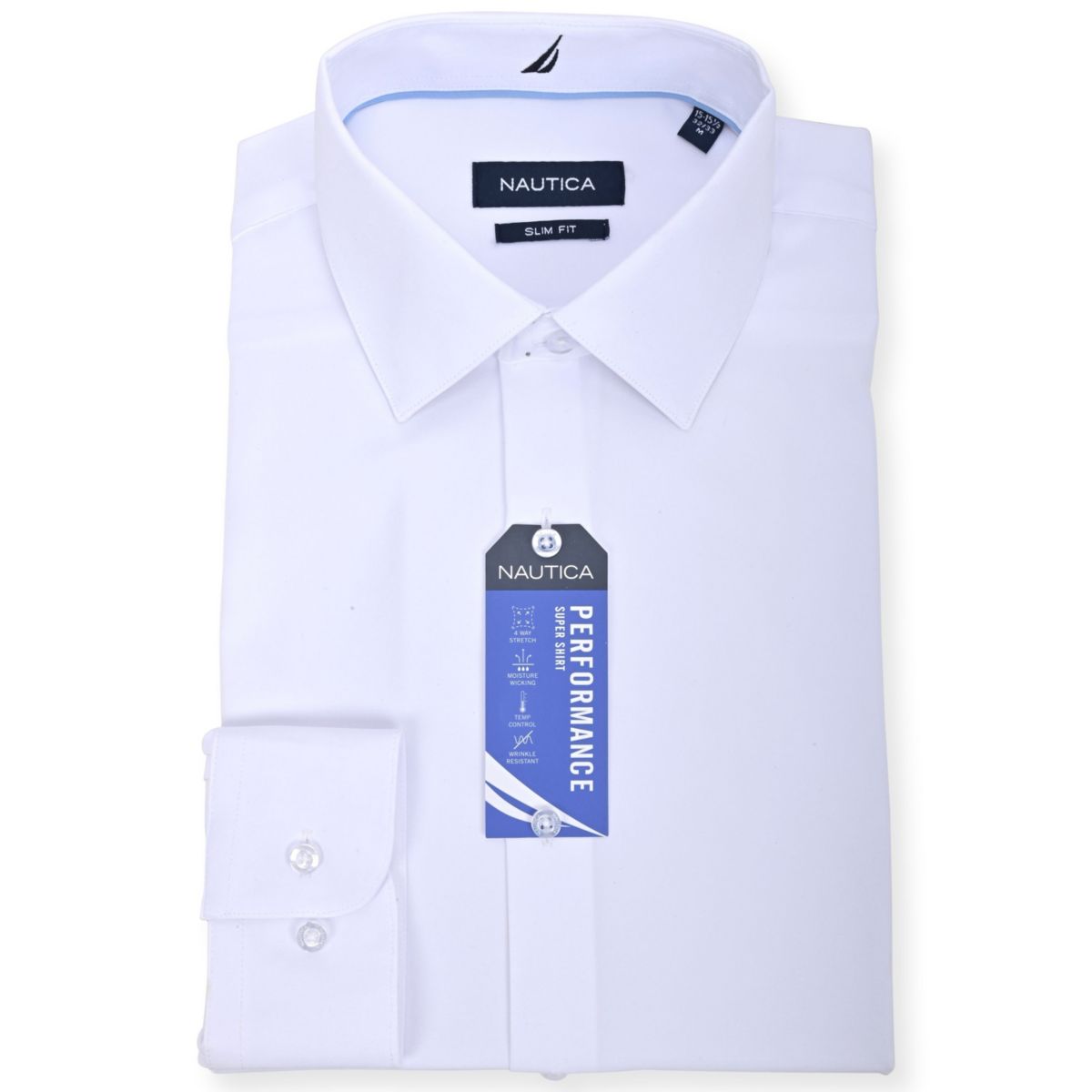 Nautica Mens White Slim Fit Supershirt w/ Cooling Fabric