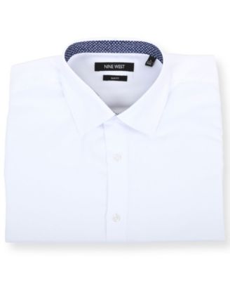 Nine West Men's Slim-Fit Performance Stretch Solid Dress Shirt