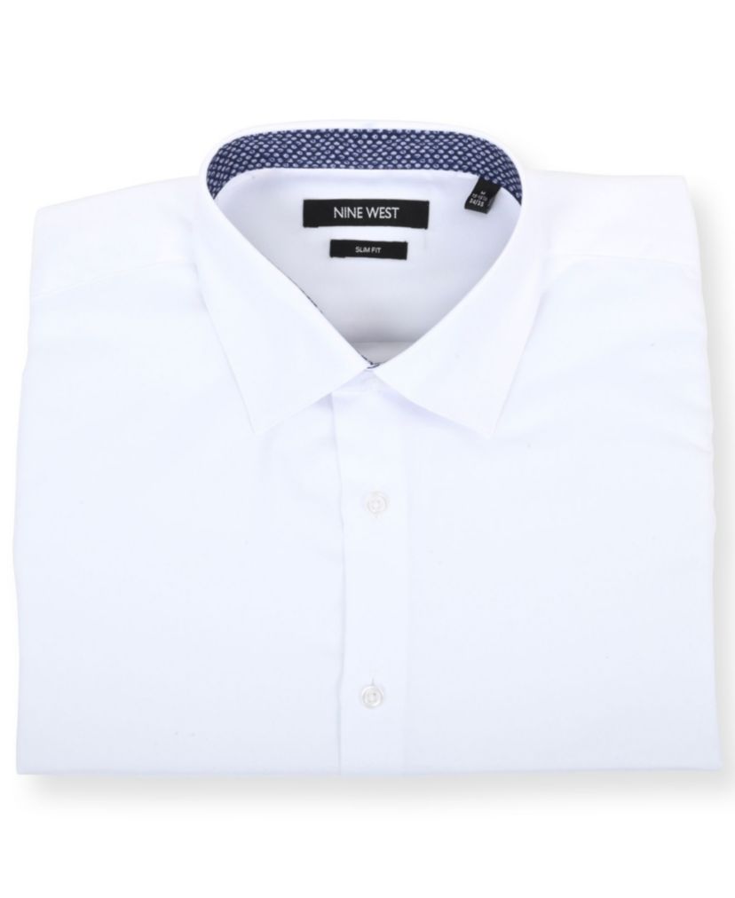Mens Slim-Fit Performance Stretch Solid Dress Shirt