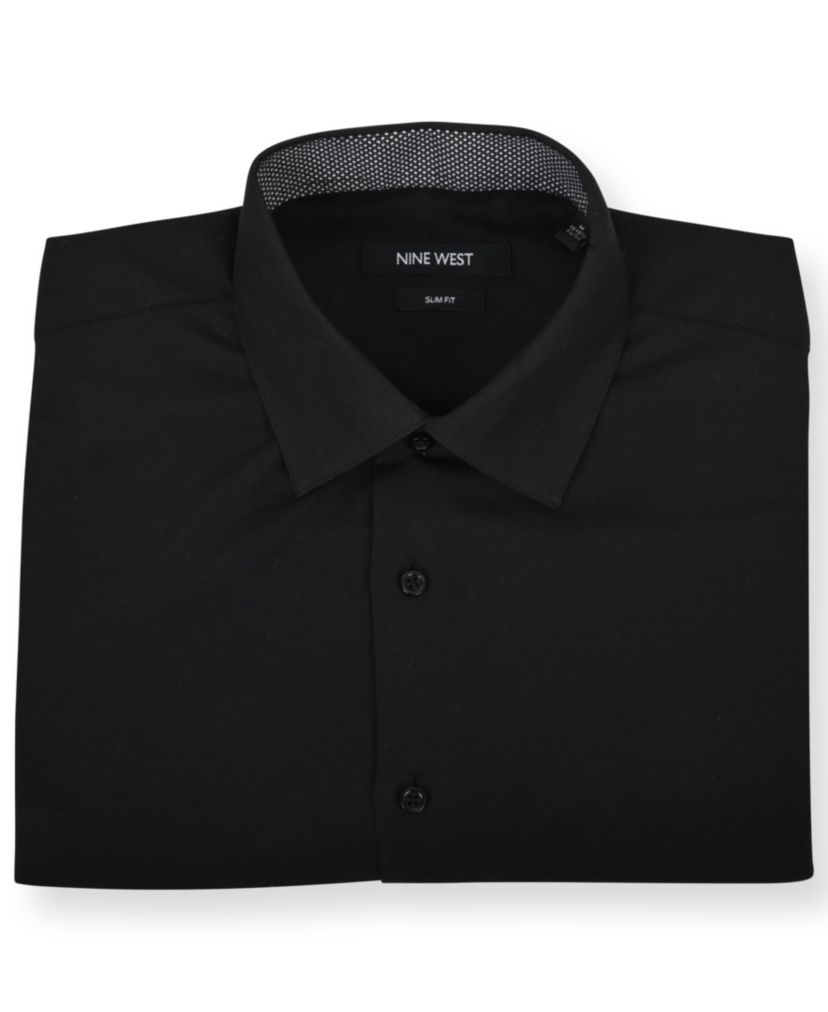 Mens Slim-Fit Performance Stretch Solid Dress Shirt