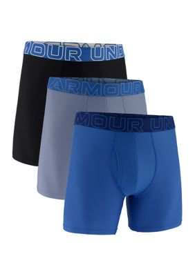 Under Armour UA Performance Tech Men's 6" Boxerjock - 3-Pack, Blue, Small