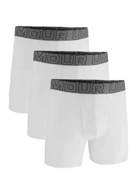 Under Armour Men's Performance Cotton 6" Boxer Briefs - 3 Pack, White, XL