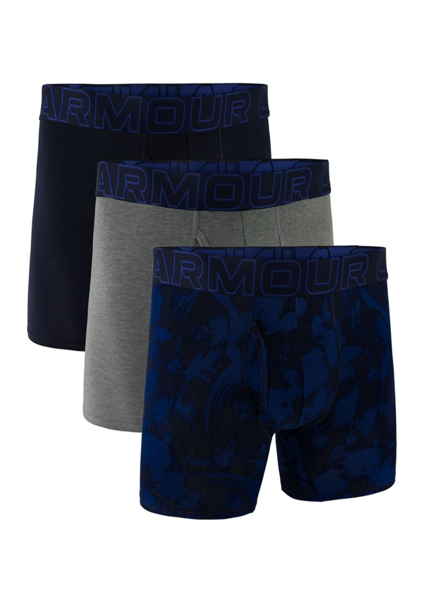 3-Pack Performance  Cotton Print/Solid Boxer Briefs - 6" Inseam