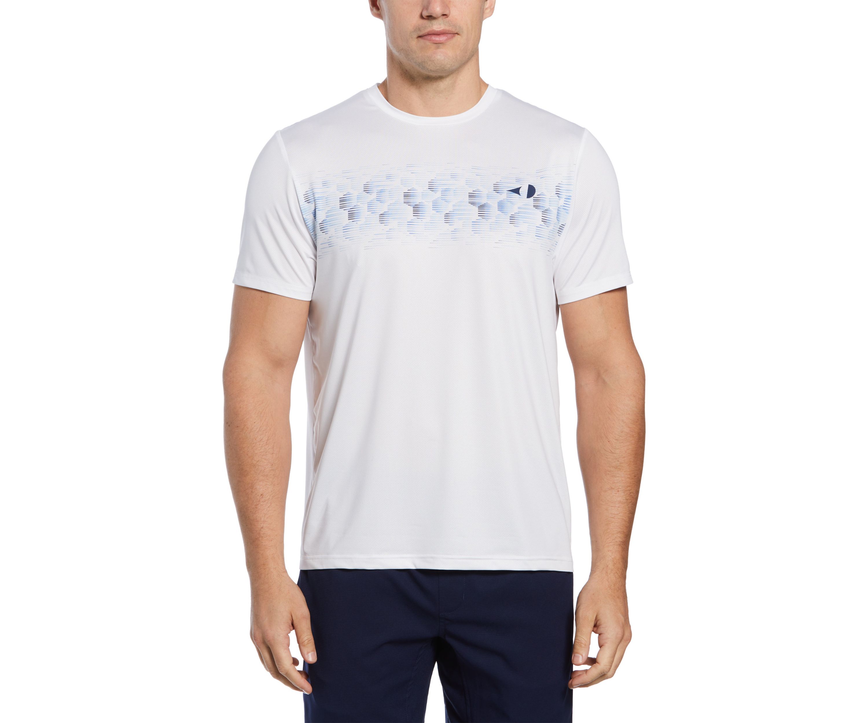 Mens Short Sleeve Allover Tennis Printed Geo Crew Neck T-Shirt