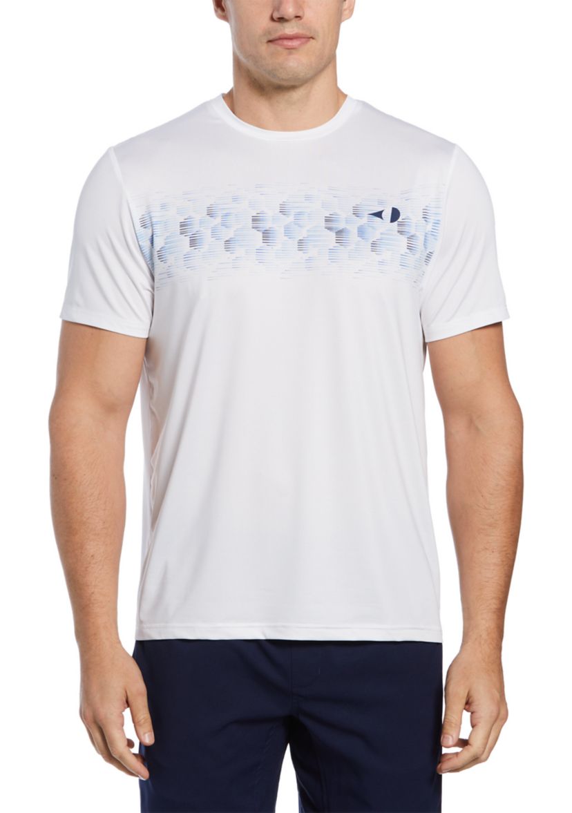 Mens Short Sleeve Allover Tennis Printed Geo Crew Neck T-Shirt