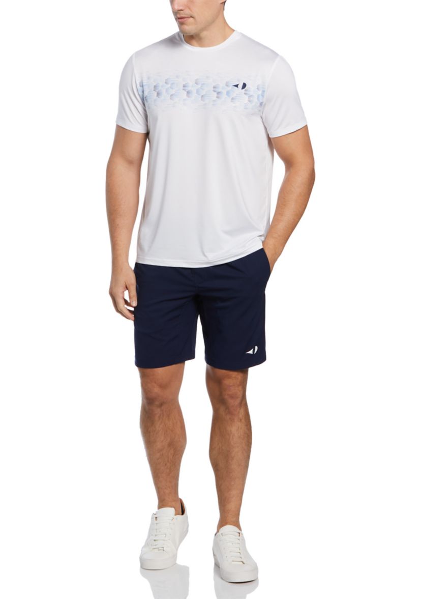Mens Short Sleeve Allover Tennis Printed Geo Crew Neck T-Shirt