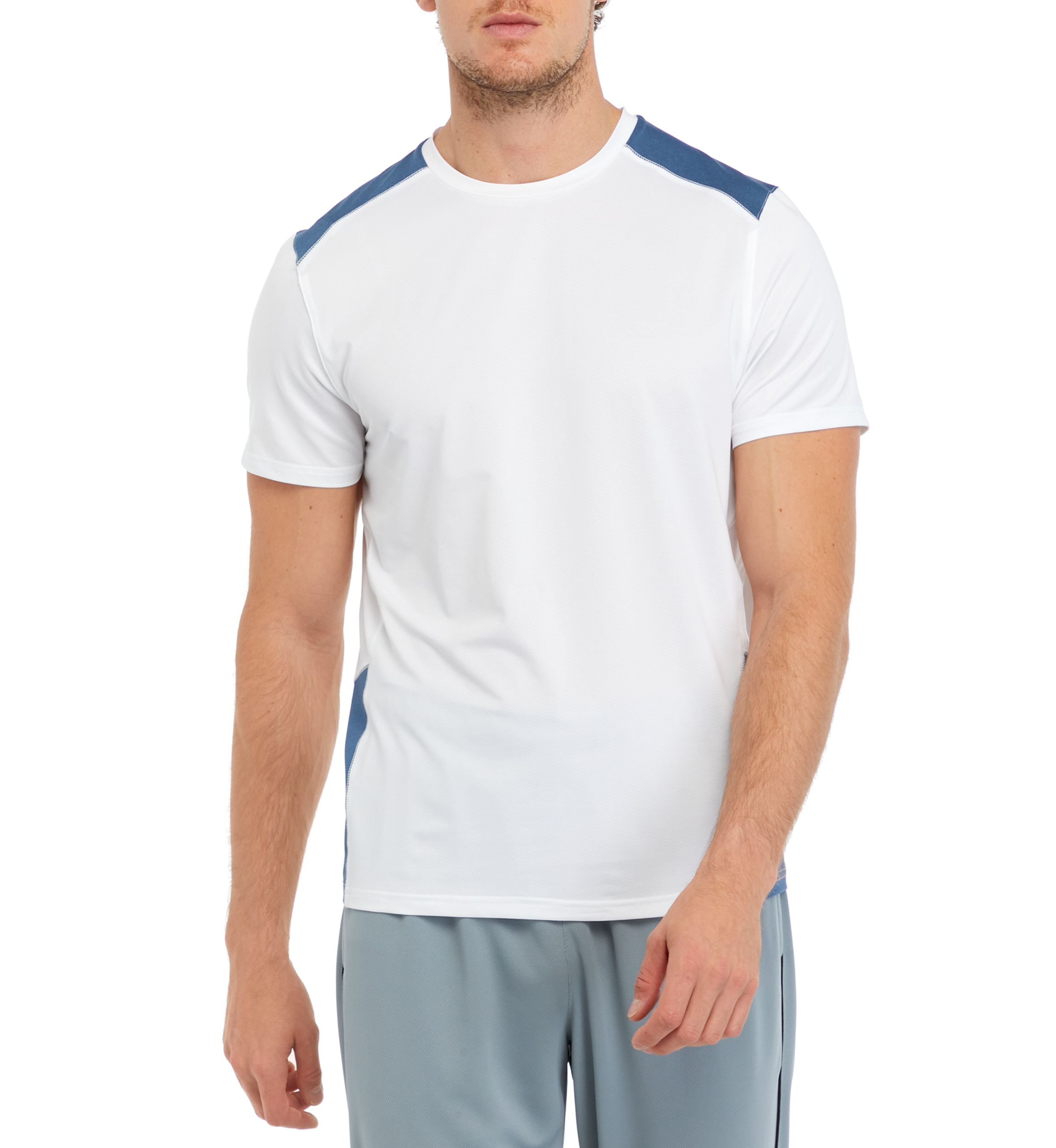 Mens Short Sleeve Color Block Crew Neck T-Shirt