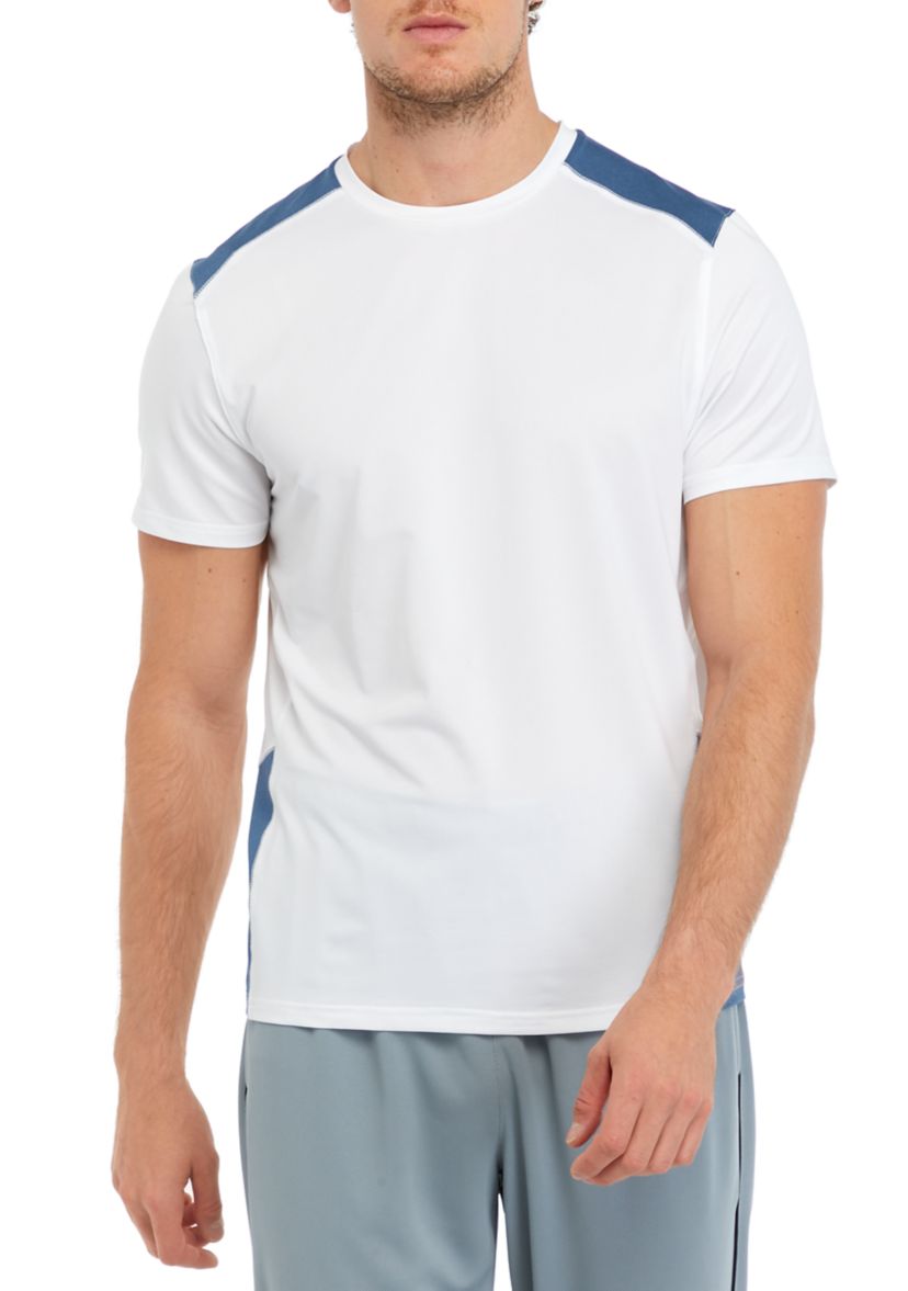Mens Short Sleeve Color Block Crew Neck T-Shirt