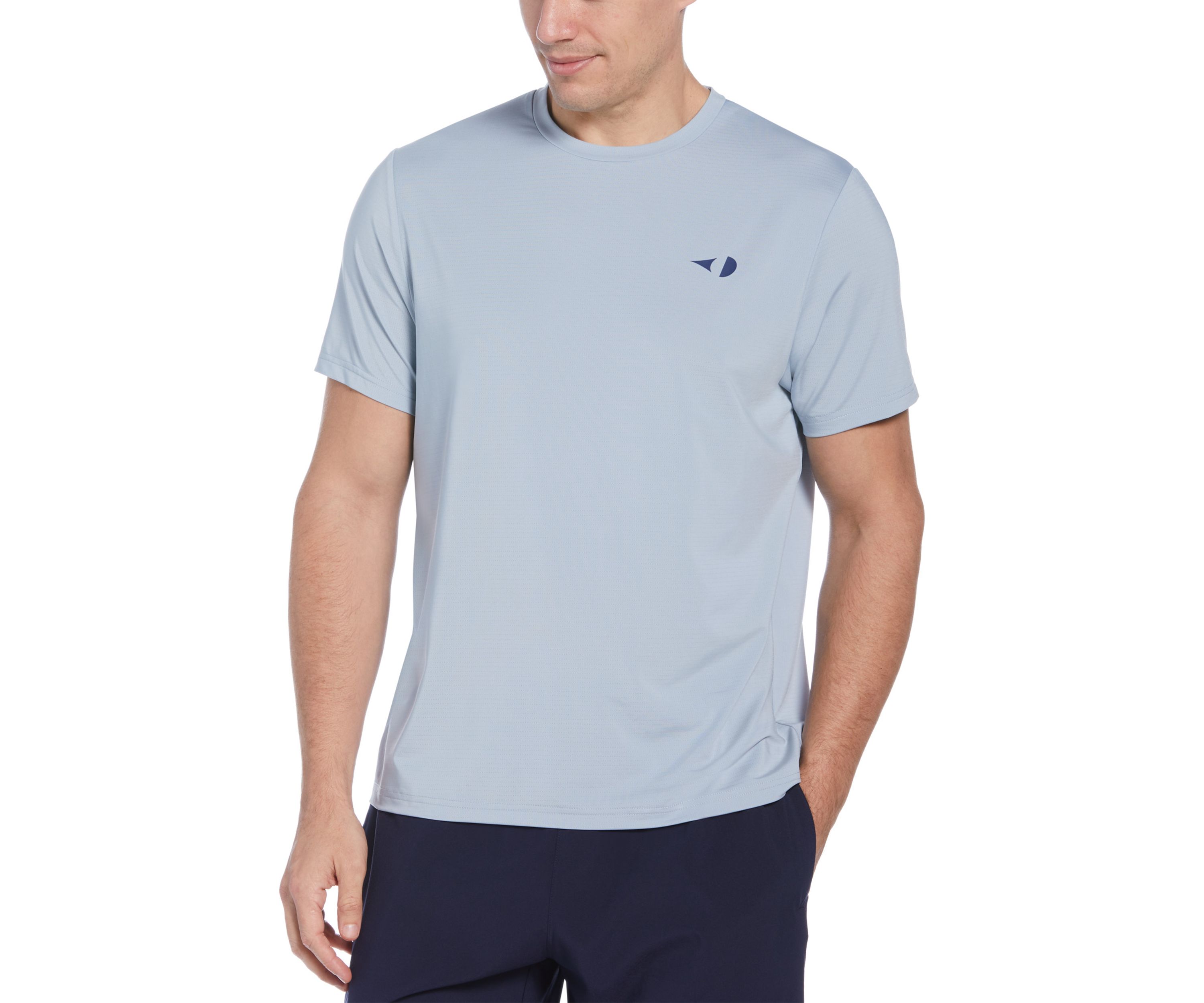 Mens Short Sleeve Pinhole Mesh Crew Neck T-Shirt