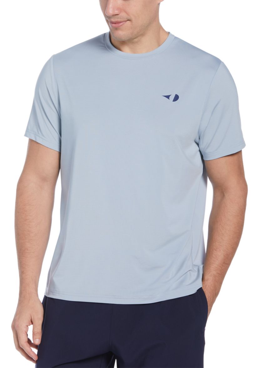 Mens Short Sleeve Pinhole Mesh Crew Neck T-Shirt