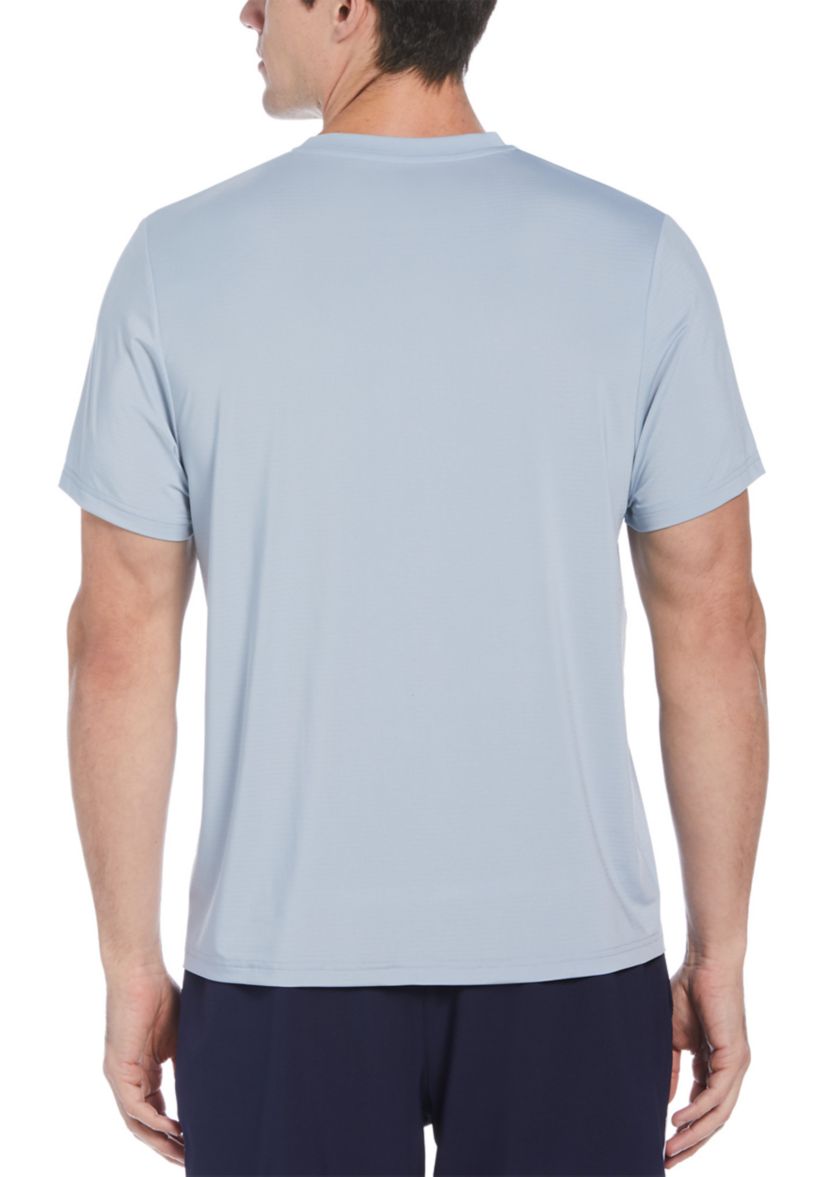 Mens Short Sleeve Pinhole Mesh Crew Neck T-Shirt