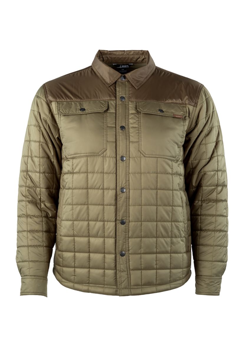 Mens Quilted Snap Front Shirt Jacket