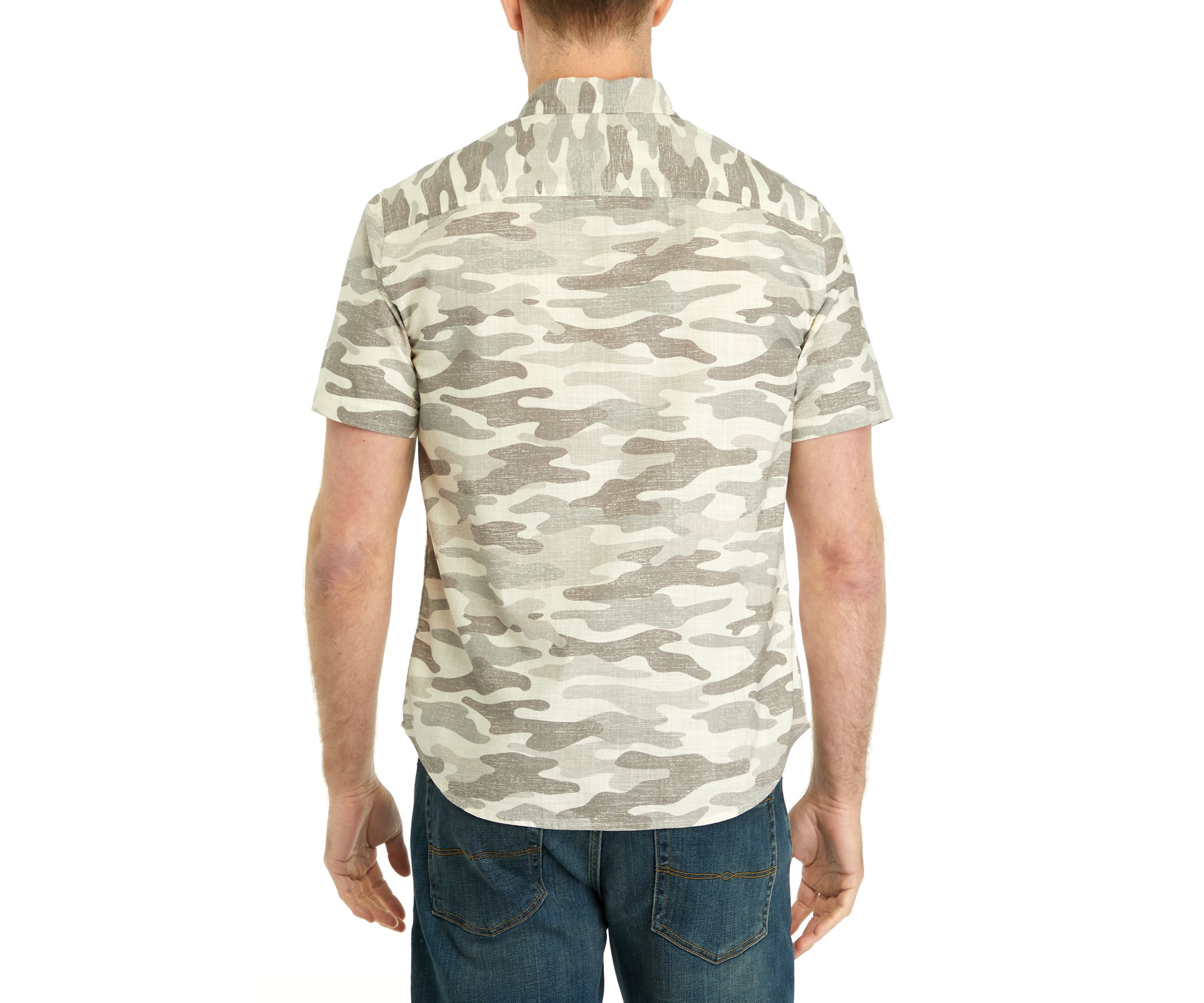 Short Sleeve Flap Pocket Woven Allover Print Shirt