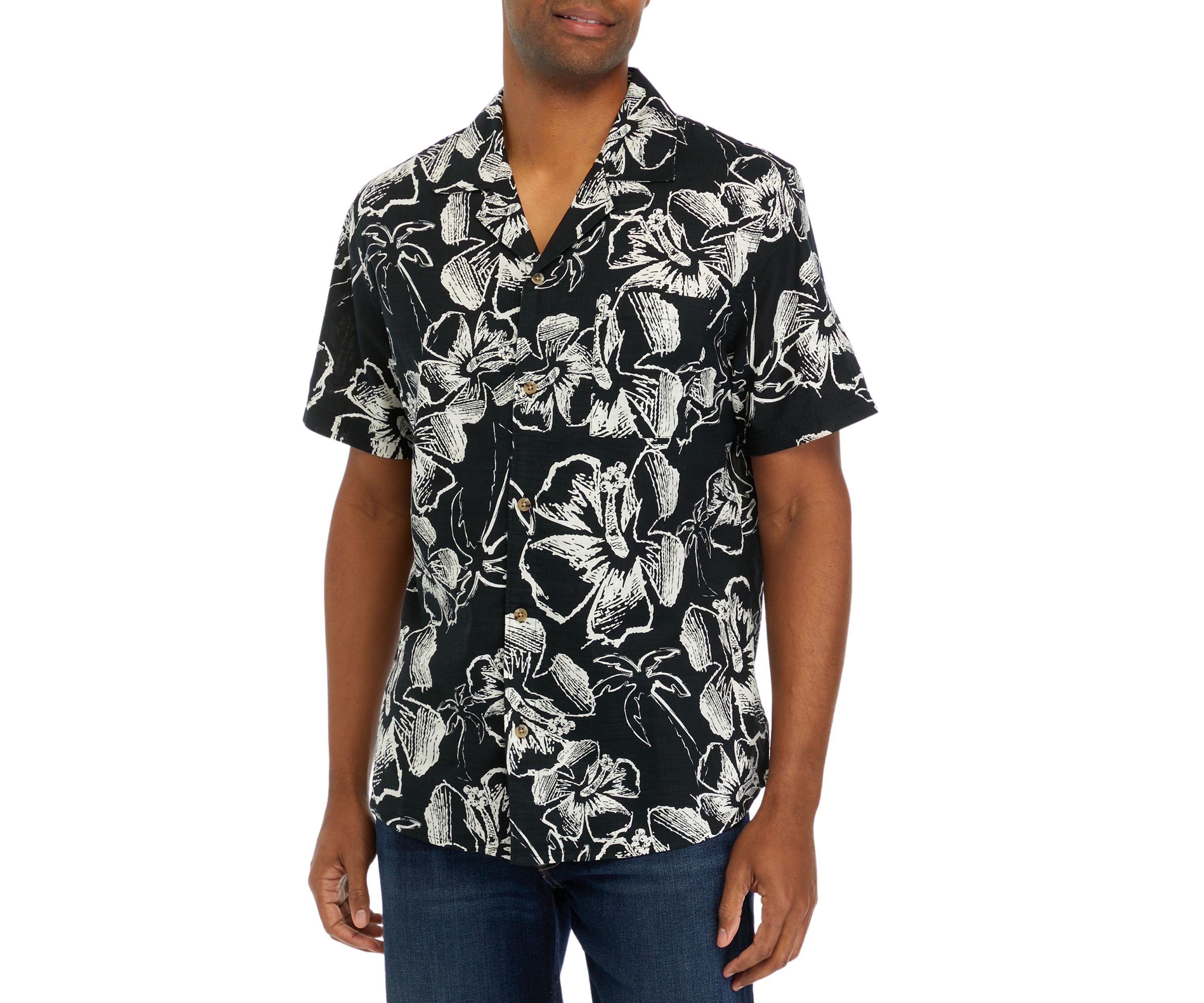 Short Sleeve Allover Print Woven Camp Shirt