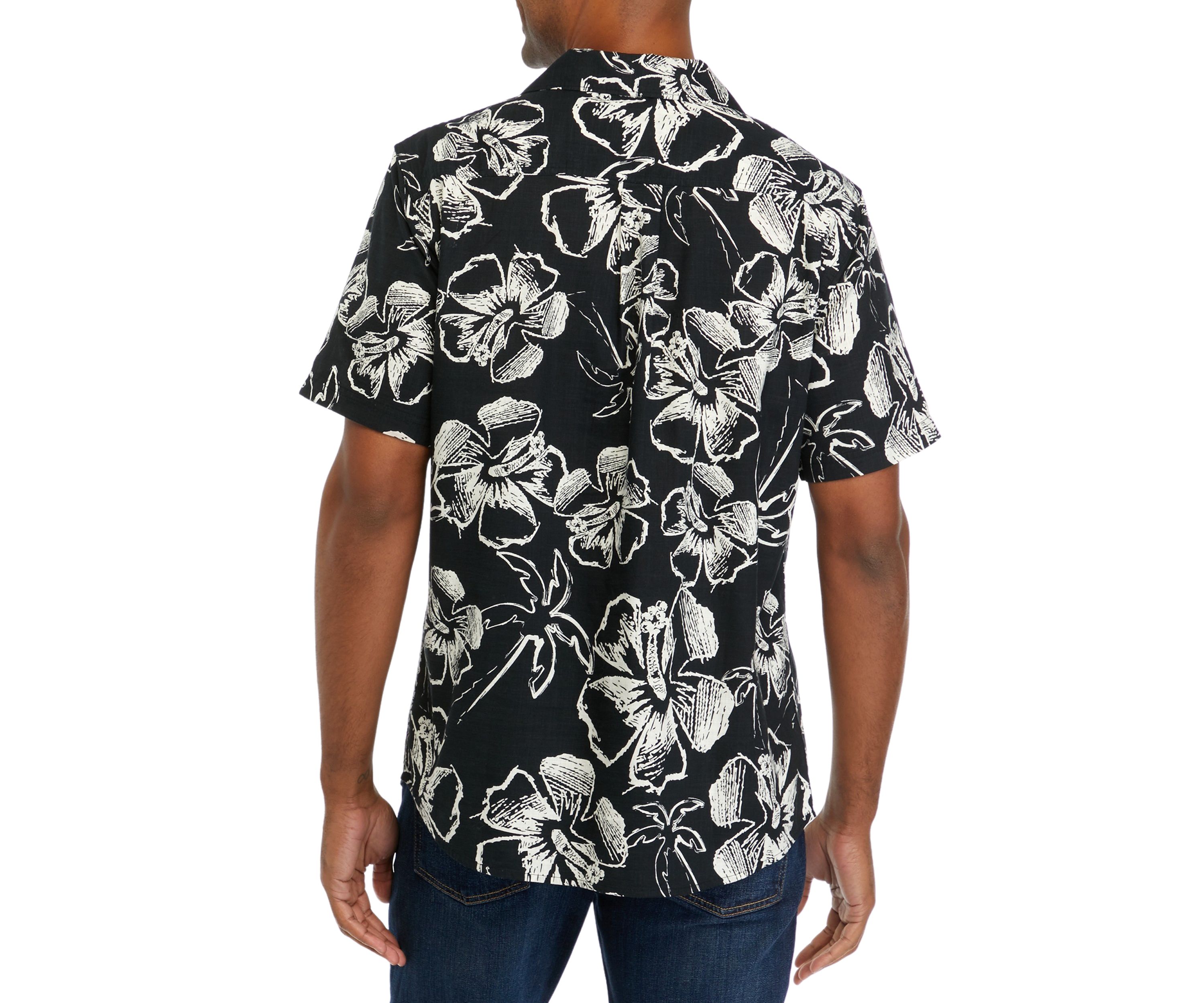 Short Sleeve Allover Print Woven Camp Shirt