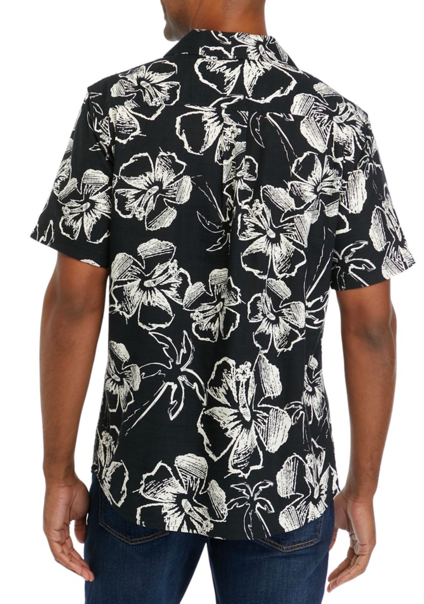Short Sleeve Allover Print Woven Camp Shirt