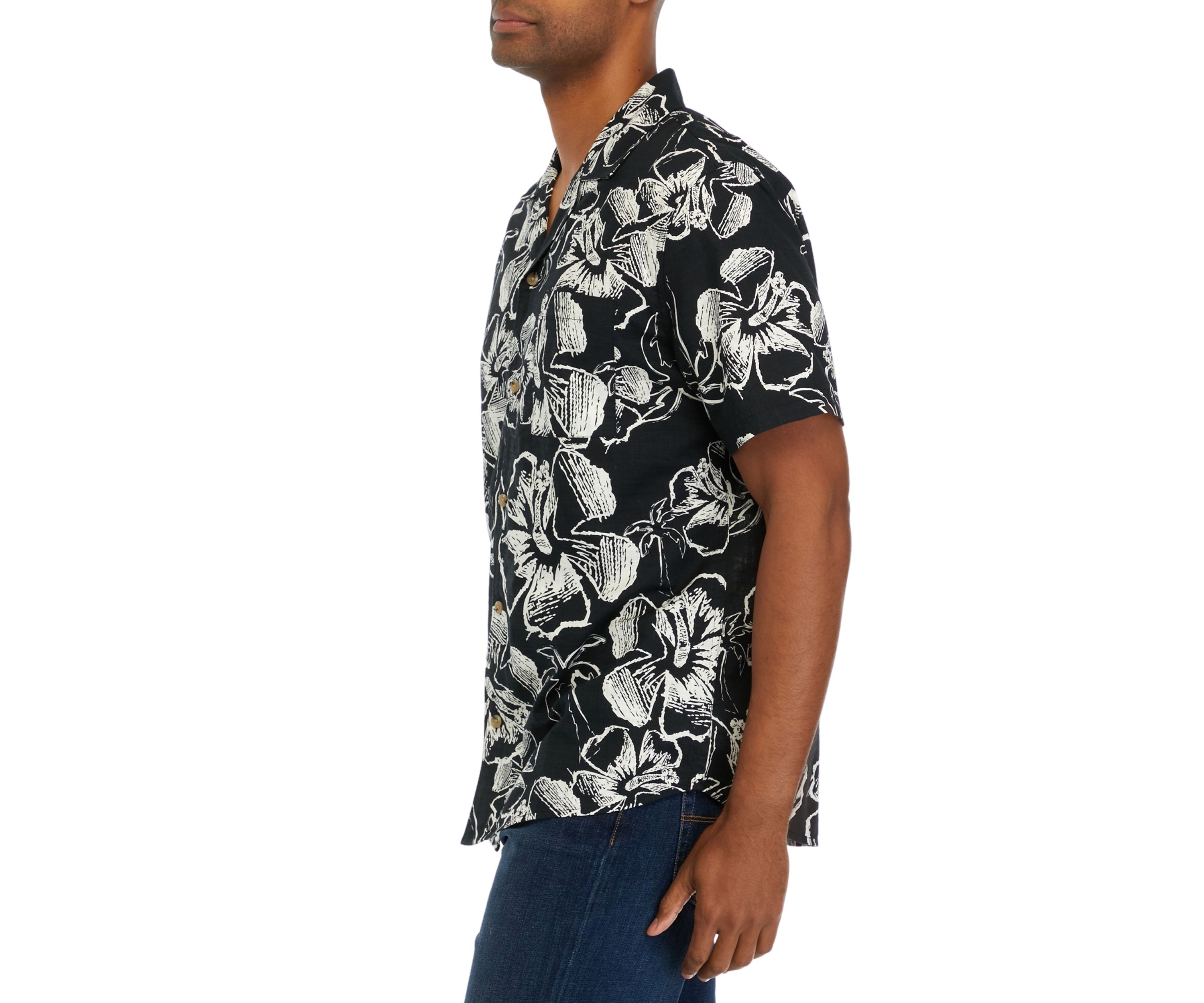 Short Sleeve Allover Print Woven Camp Shirt