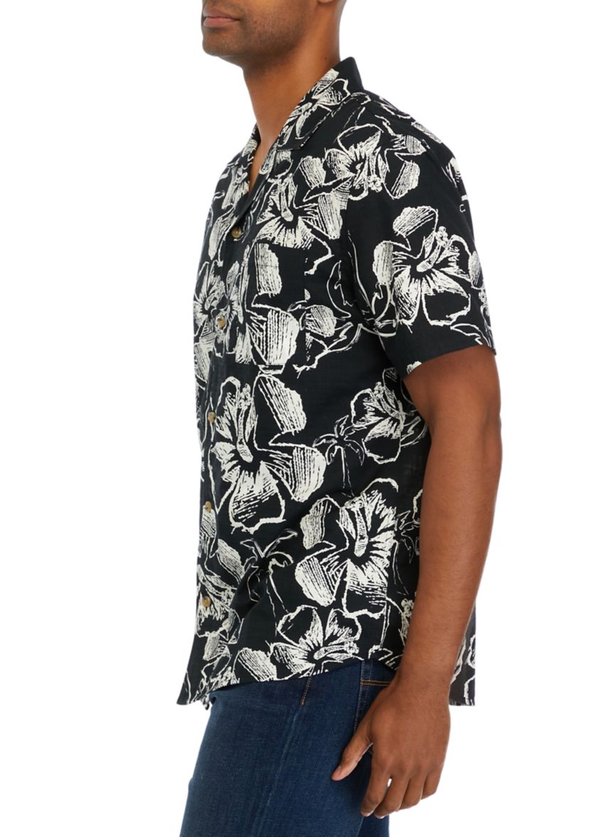 Short Sleeve Allover Print Woven Camp Shirt