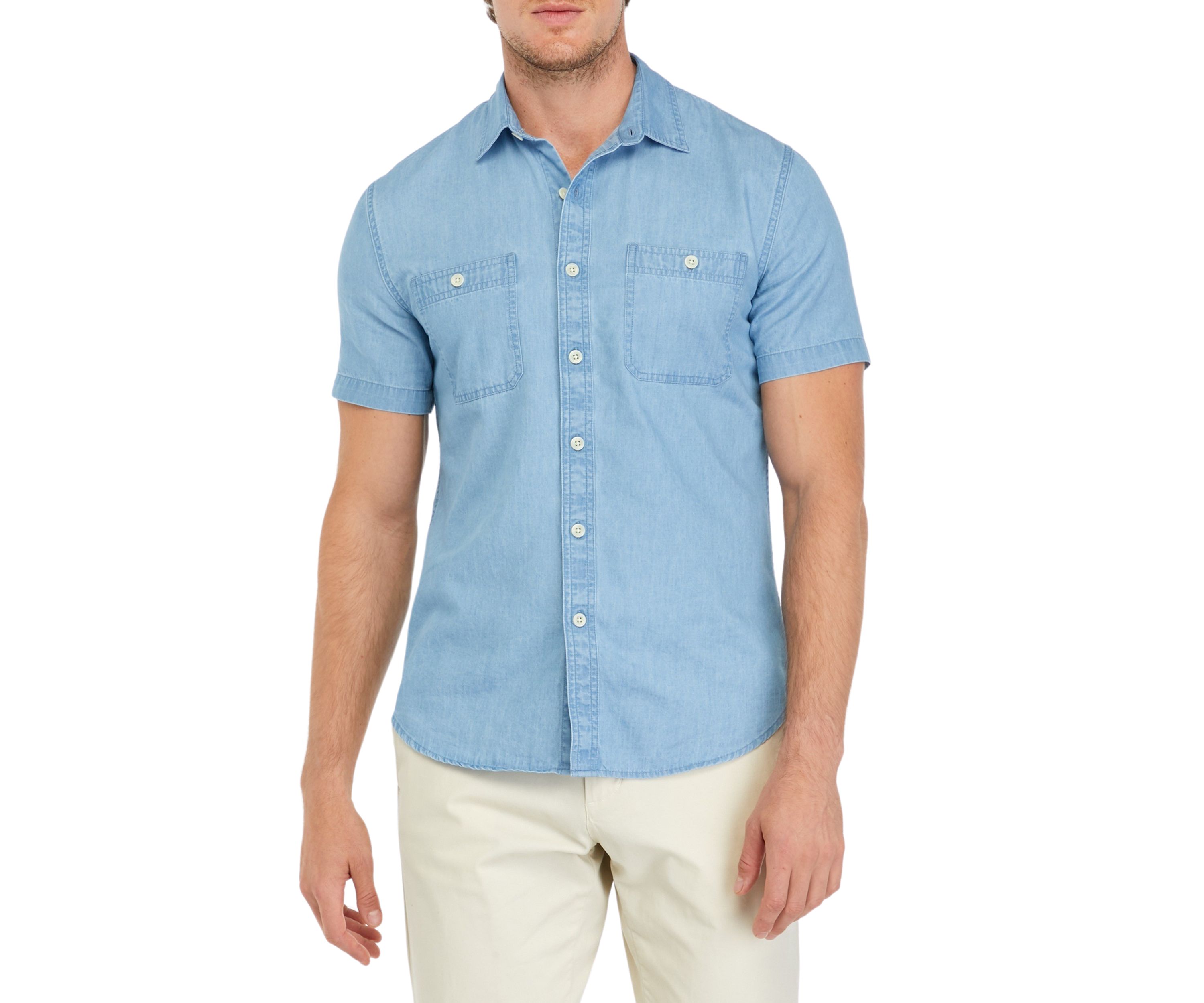 Short Sleeve 2 Pocket Chambray Shirt