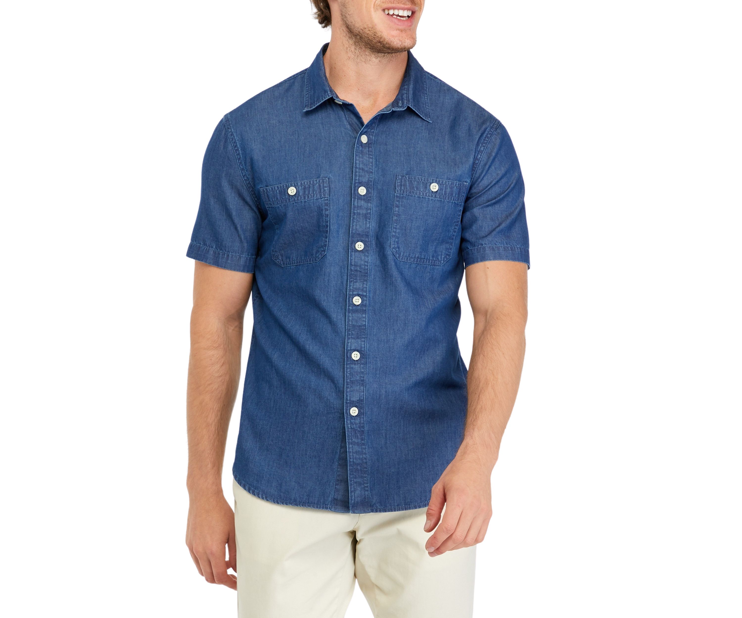 Short Sleeve 2 Pocket Chambray Shirt