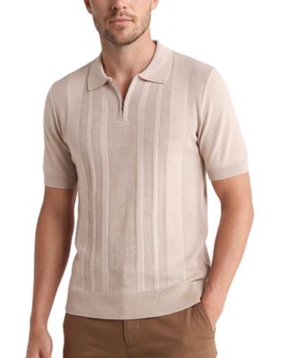 Tom Baine Men's Quarter Zip Knit Polo Shirts Short Sleeve Ribbed Textured Sweater Polos Golf Shirt