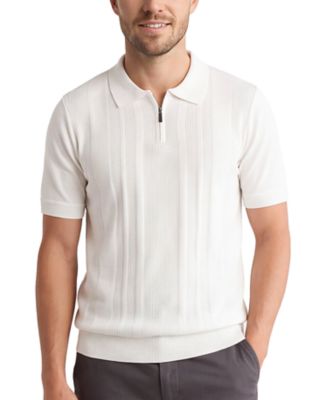 Tom Baine Men's Quarter Zip Knit Polo Shirts Short Sleeve Ribbed Textured Sweater Polos Golf Shirt