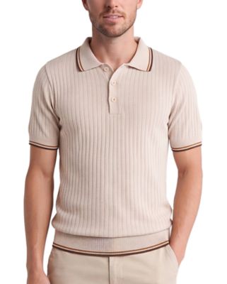 Tom Baine Men's Ribbed Knit Polo Shirts Short Sleeve Slim Fit Sweater Polo with Tipped Collar Casual Pullover Top for Men