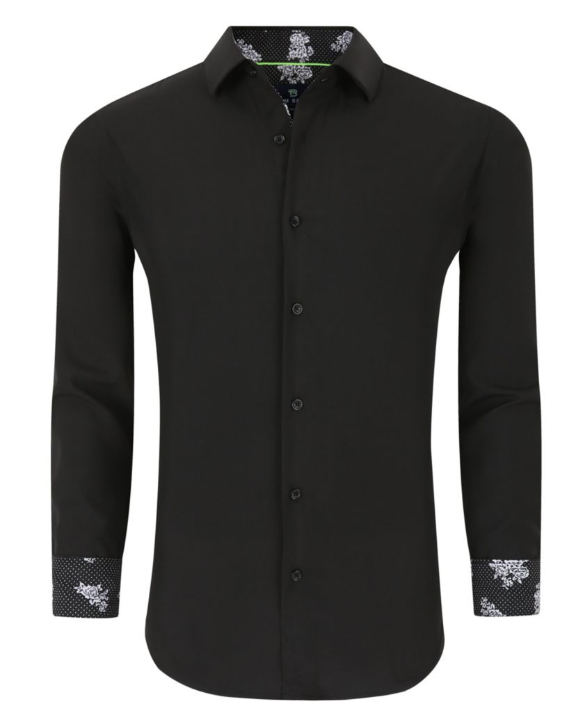 Tom Baine Slim Fit Performance Long Sleeve Geometric Button Down
