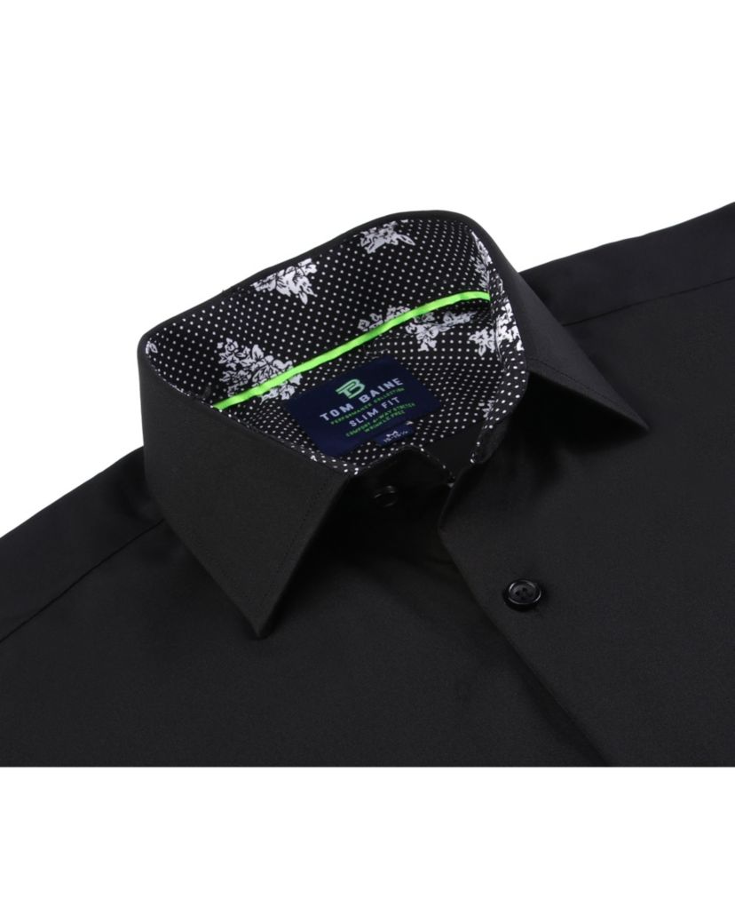 Tom Baine Slim Fit Performance Long Sleeve Geometric Button Down