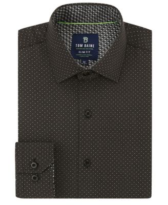 Tom Baine Slim Fit Performance Long Sleeve Geometric Button Down