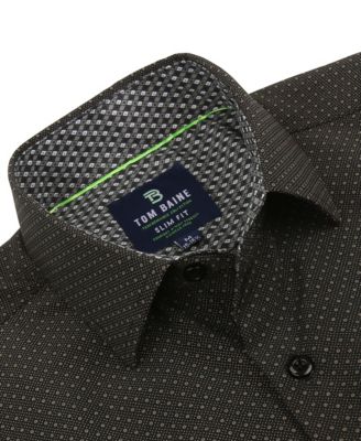 Tom Baine Slim Fit Performance Long Sleeve Geometric Button Down