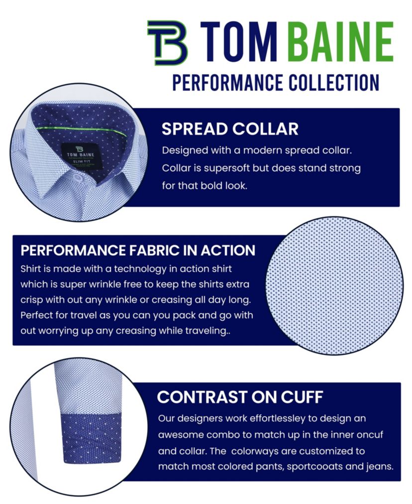 Tom Baine Slim Fit Performance Long Sleeve Solid Button Down