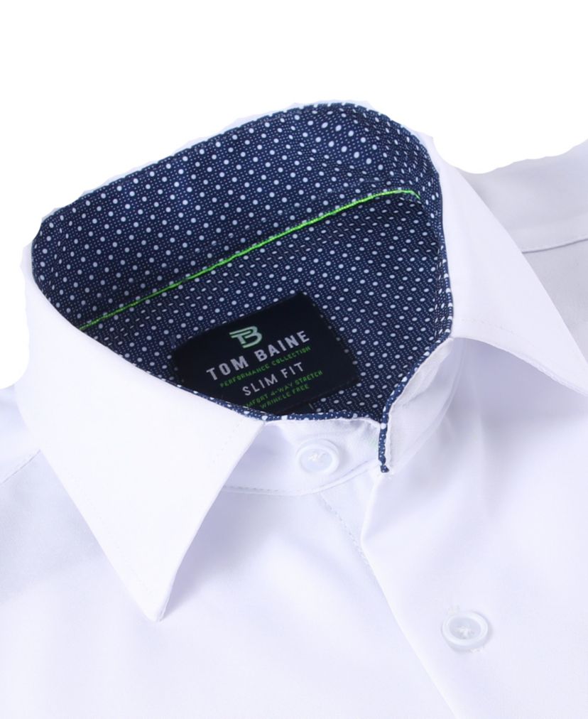 Tom Baine Slim Fit Performance Short Sleeve Solid Button Down