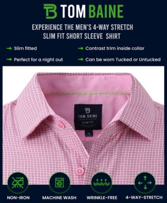 Tom Baine Slim Fit Performance Short Sleeve Solid Button Down