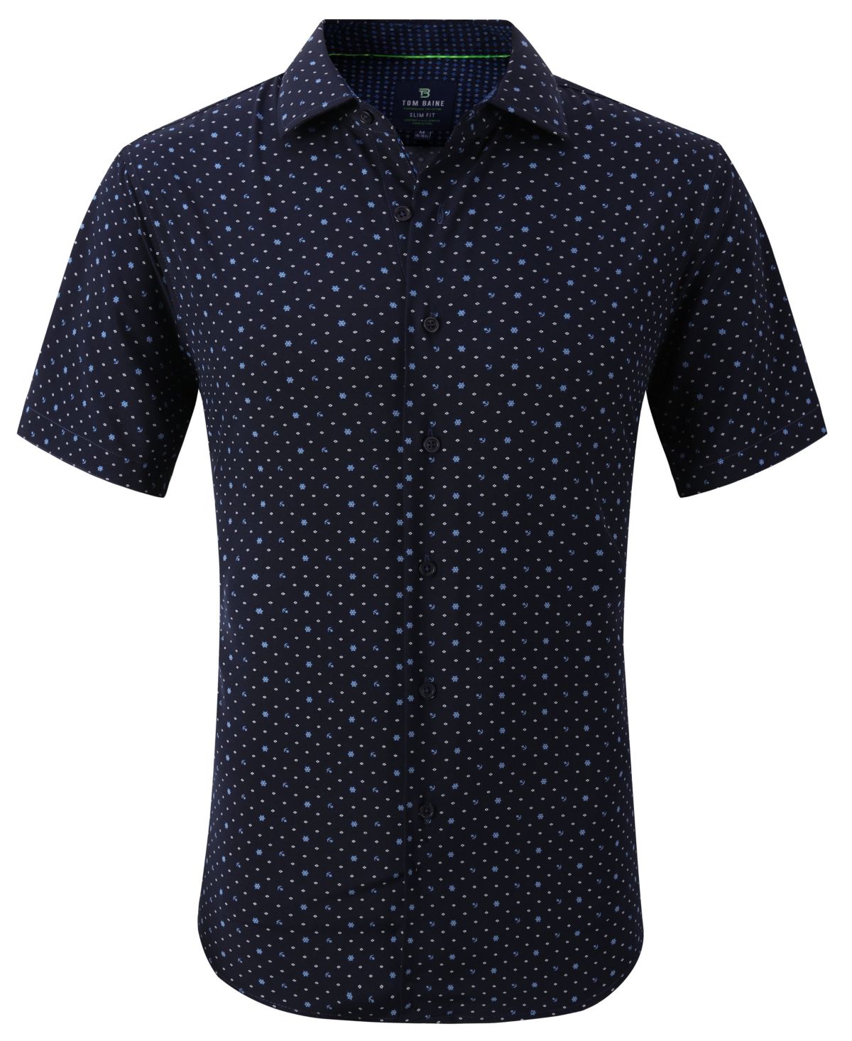 Tom Baine Slim Fit Performance Short Sleeve Geometric Button Down