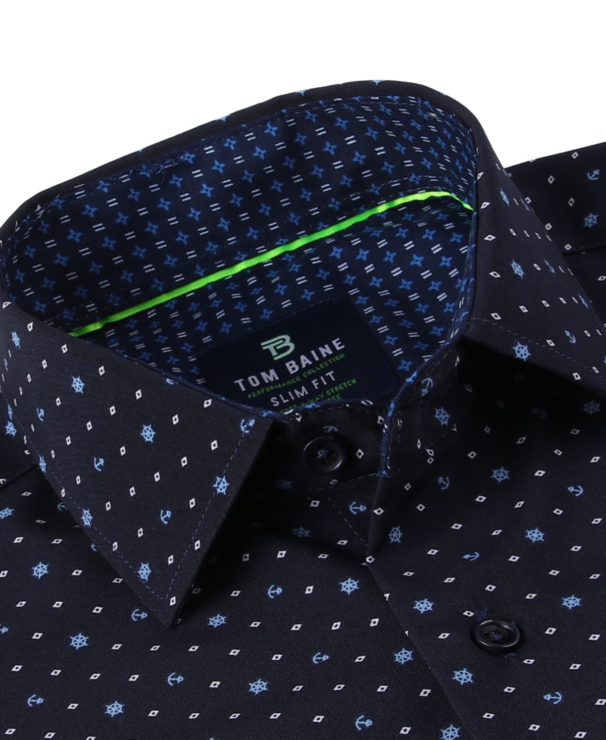 Tom Baine Slim Fit Performance Short Sleeve Geometric Button Down