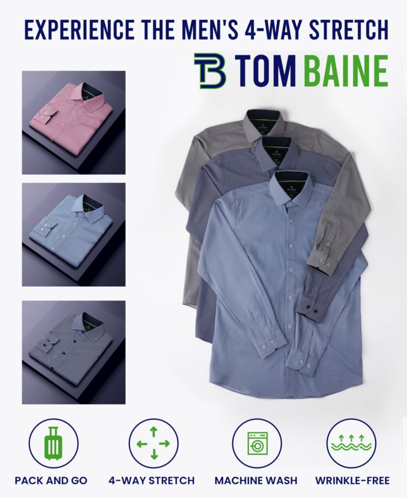 Tom Baine Slim Fit Performance Long Sleeve Mini Plaid Button Down
