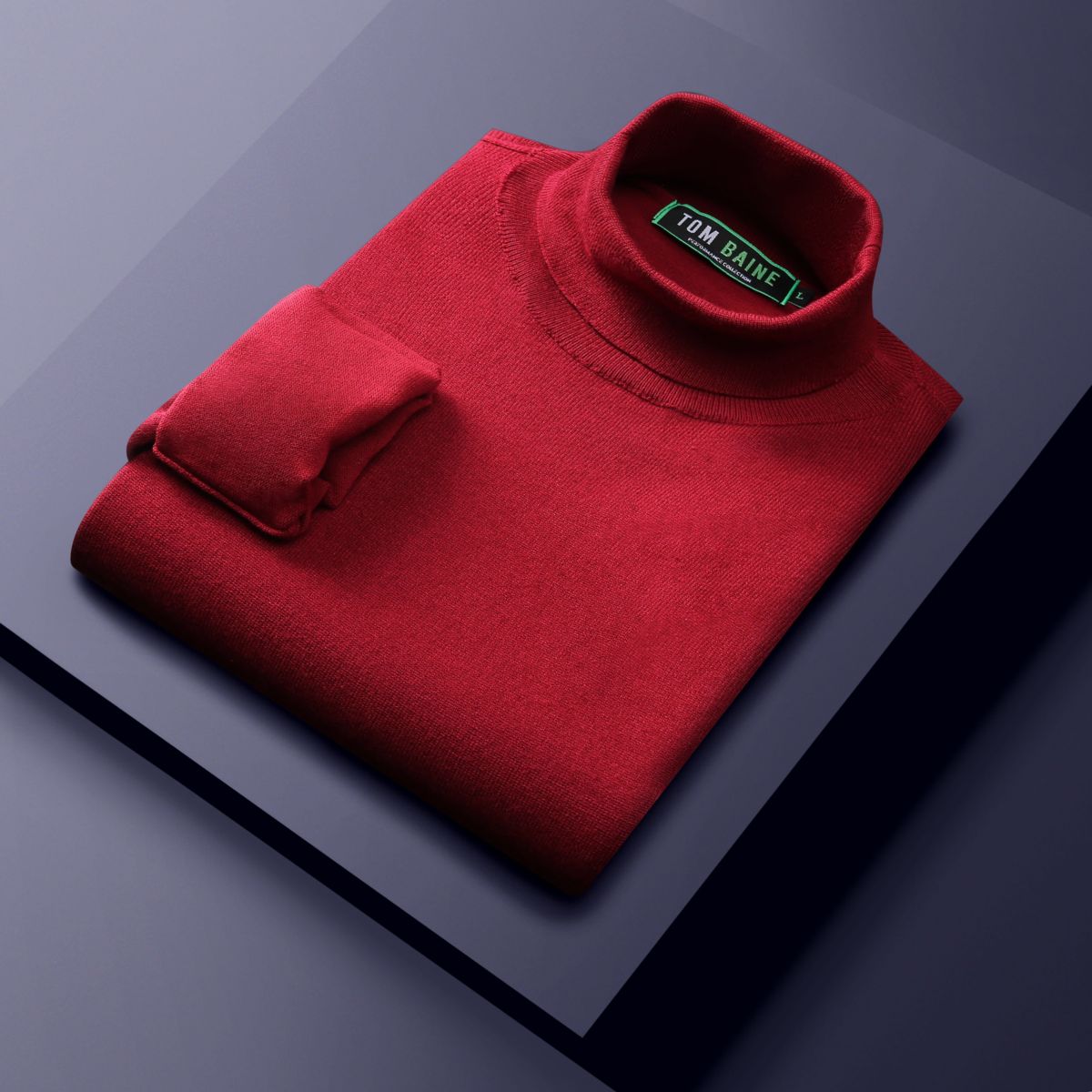 Mens Slim Fit Performance Cotton Turtle Neck