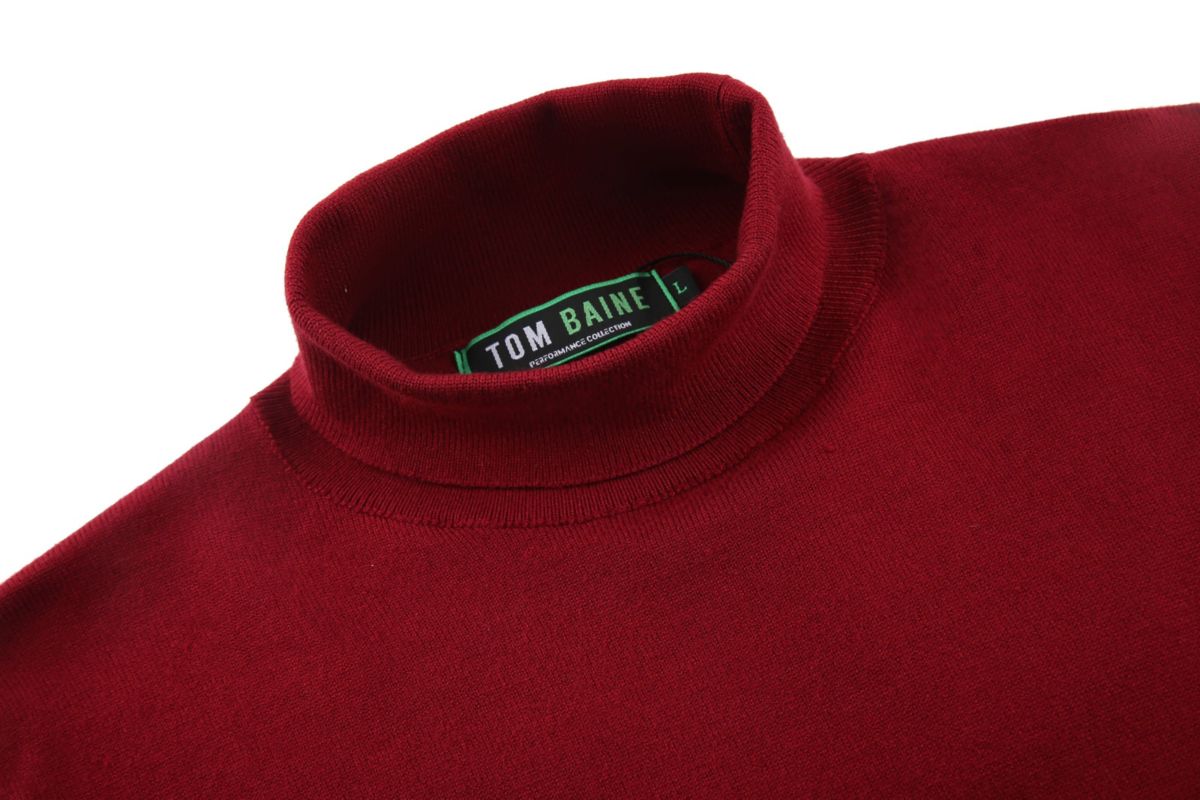 Mens Slim Fit Performance Cotton Turtle Neck