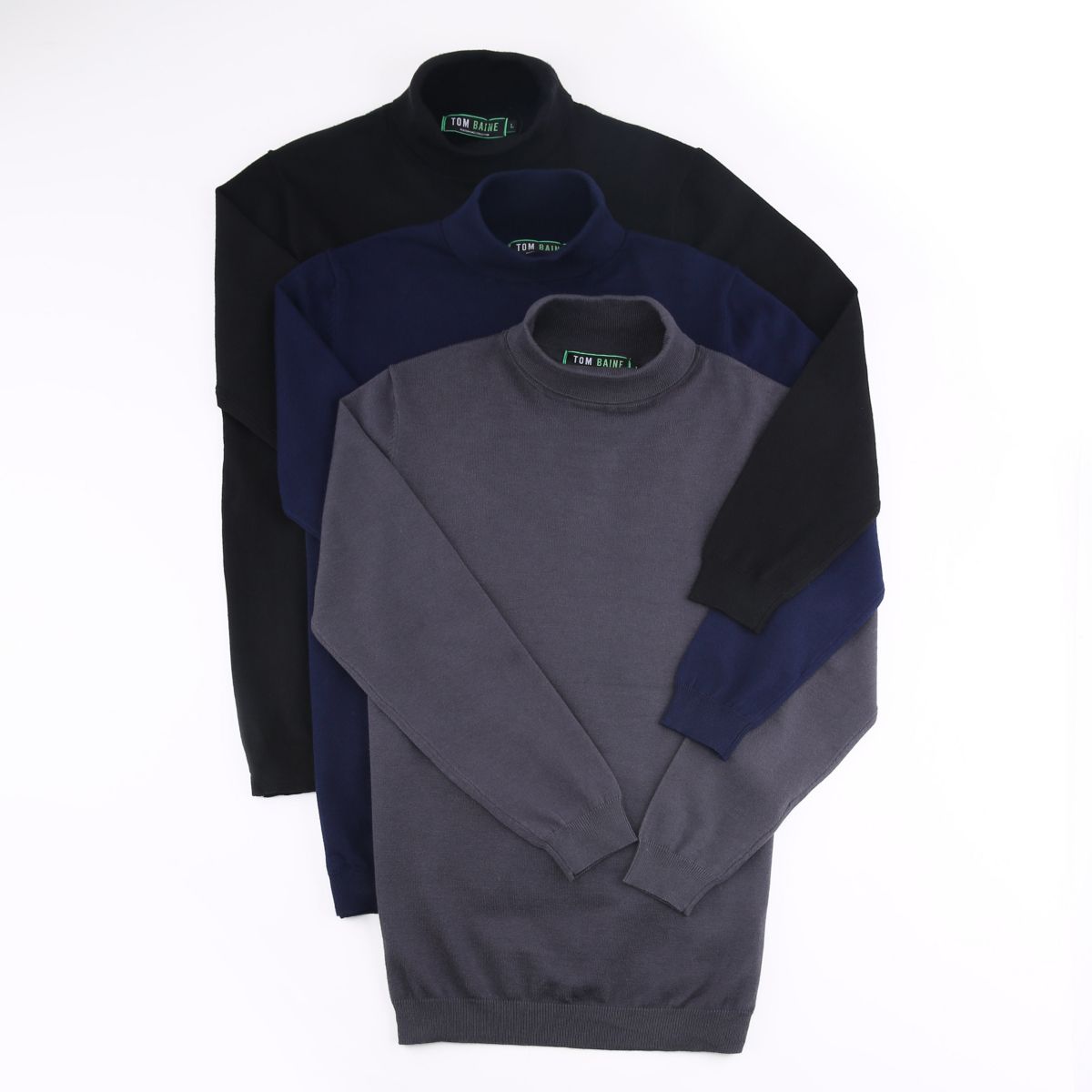 Mens Slim Fit Performance Cotton Turtle Neck