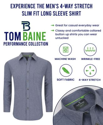 Tom Baine Slim Fit Performance Long Sleeve Soild Button Down