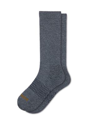 Bombas Men's Marl Calf Compression Knee High Socks, Navy Blue, Large