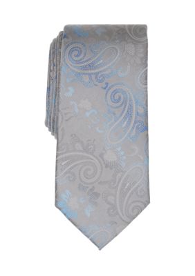 Perry Ellis Men's Moreno Paisley Tie, Silver