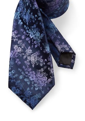 Perry Ellis Men's Coppa Floral Tie, Navy Blue